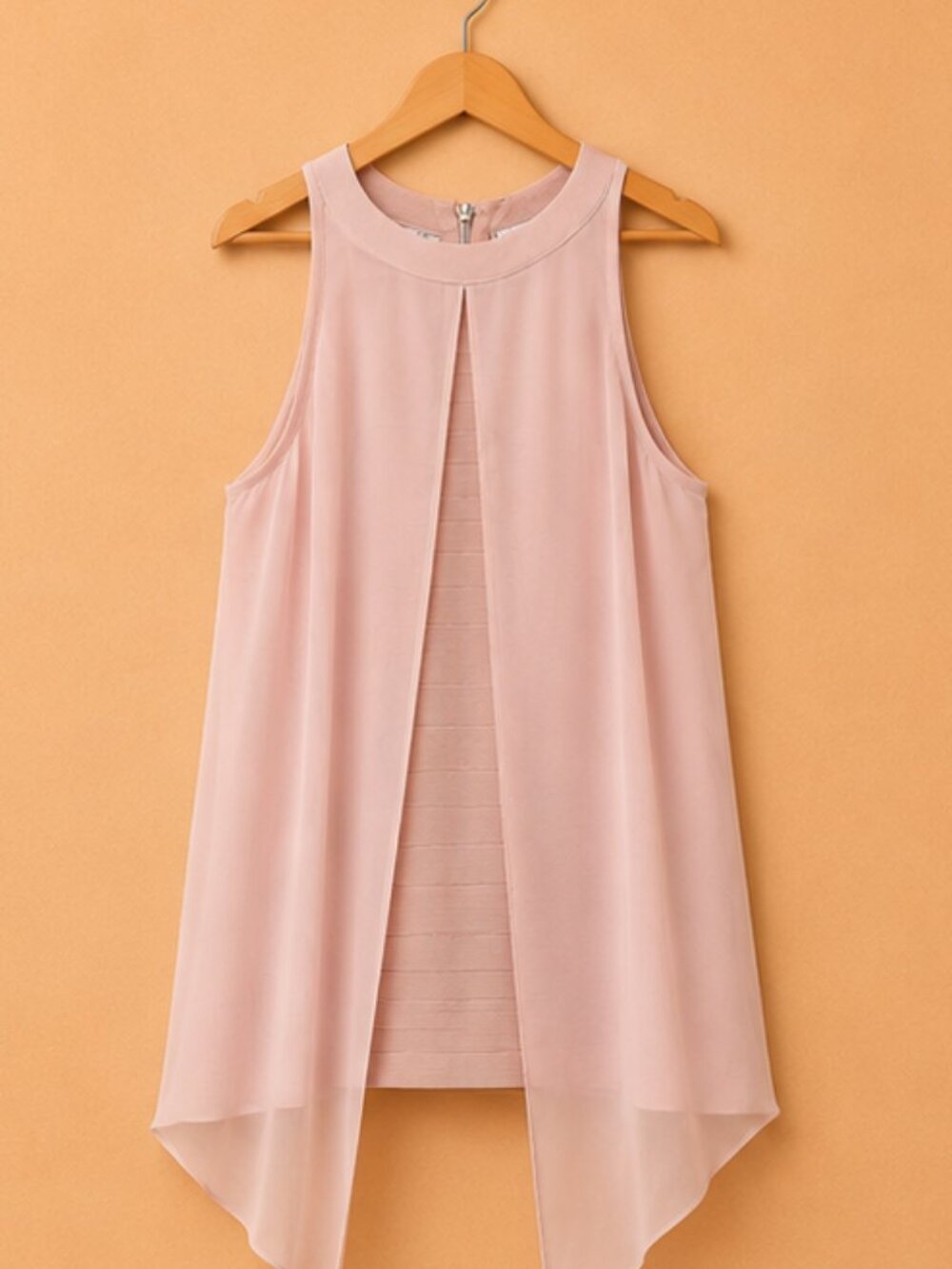 VENUS Pink Draped Overlay Dress Size 12 NWT Layered Chiffon Bodycon Dress